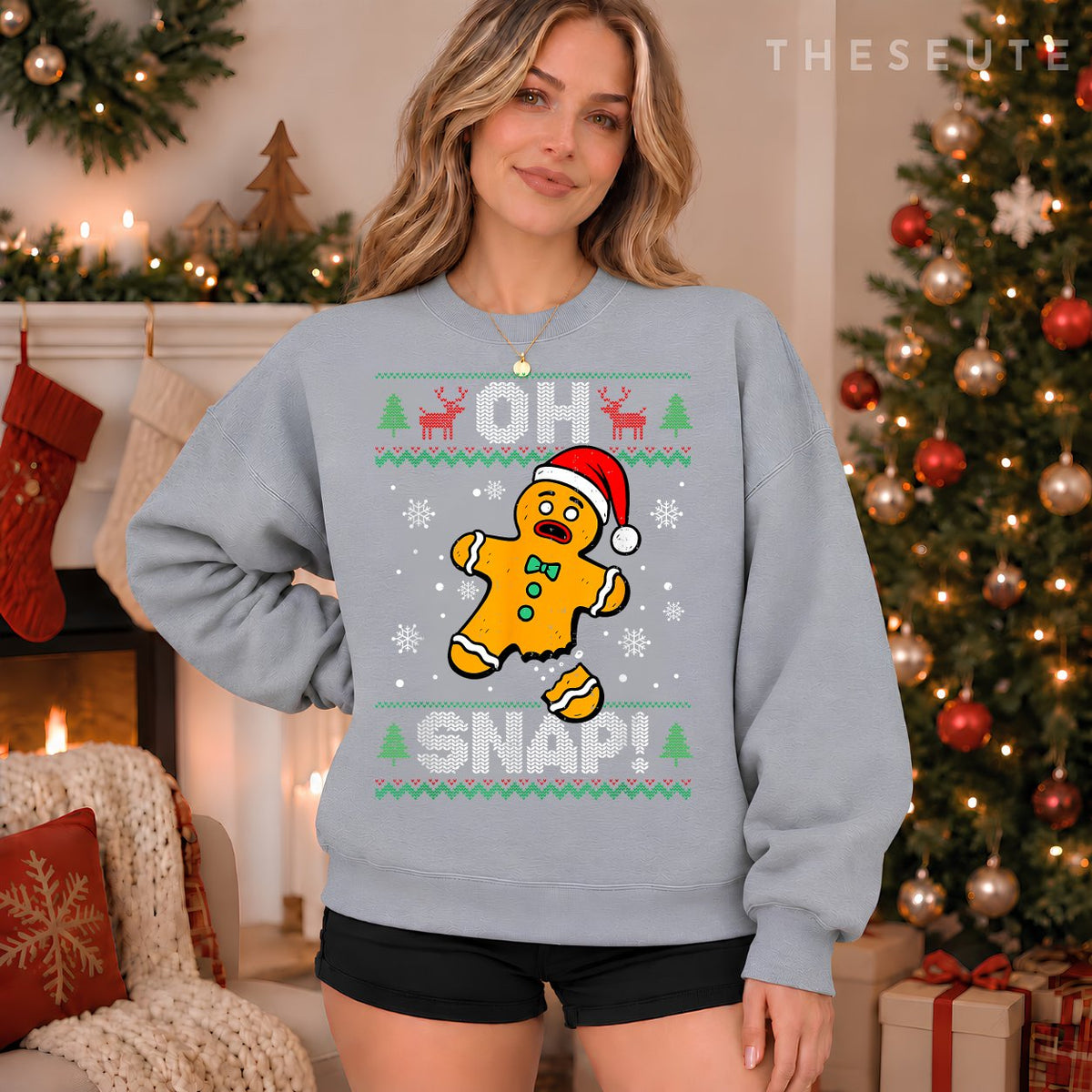 Oh Snap Gingerbread Man Christmas Xmas Cookie Baking Funny Sweatshirt