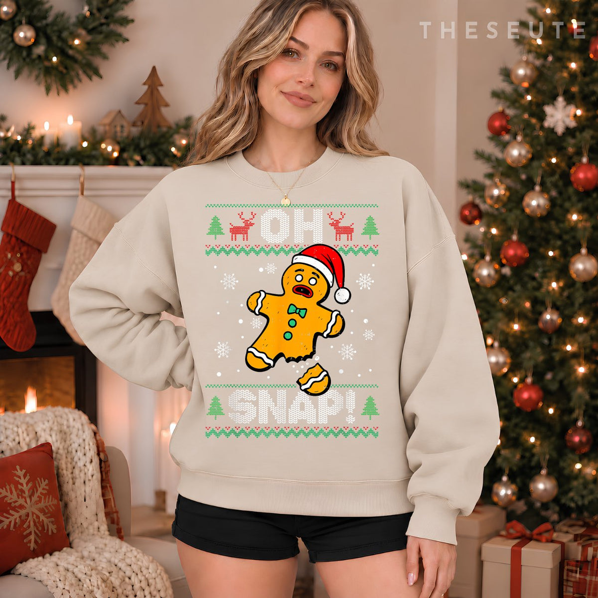 Oh Snap Gingerbread Man Christmas Xmas Cookie Baking Funny Sweatshirt
