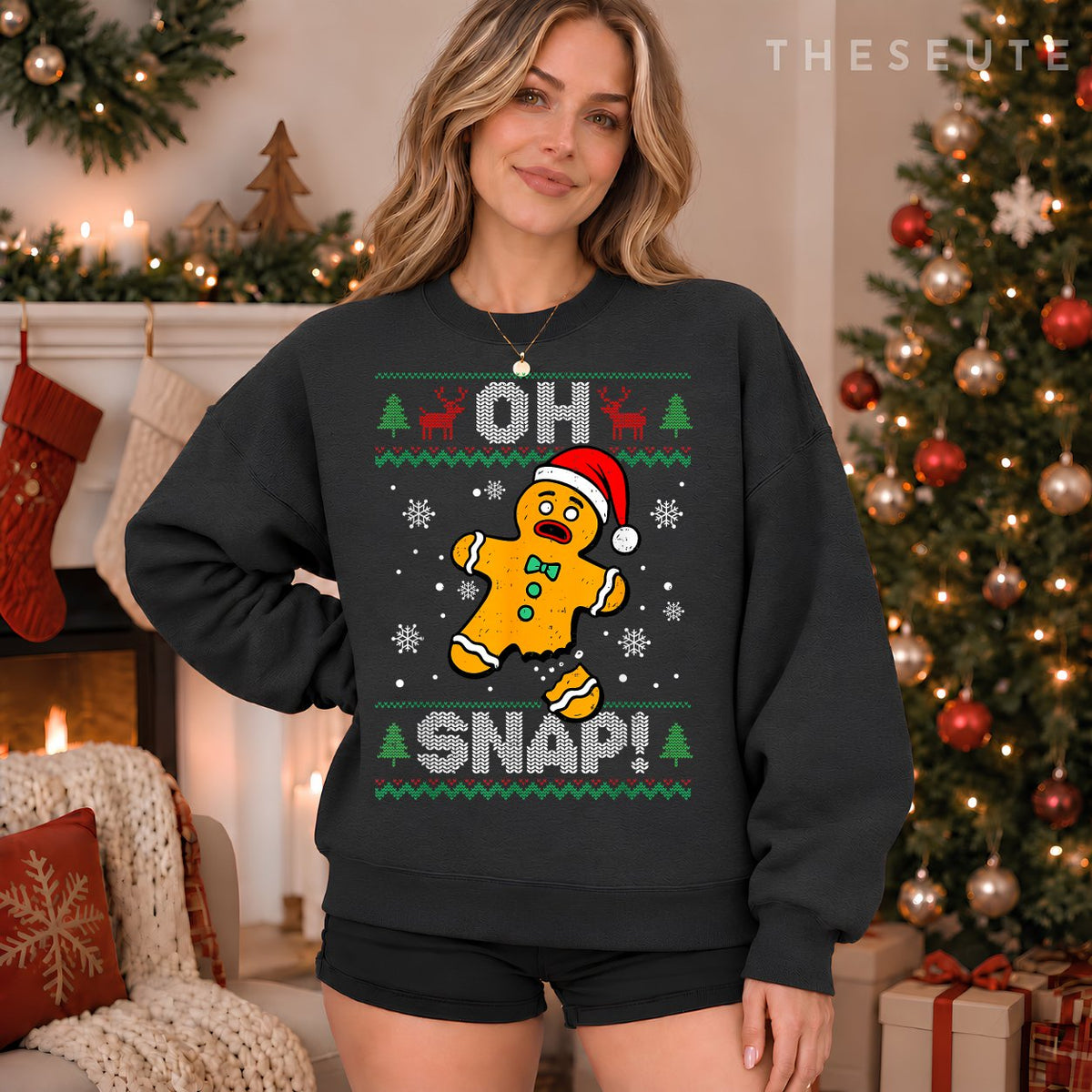 Oh Snap Gingerbread Man Christmas Xmas Cookie Baking Funny Sweatshirt