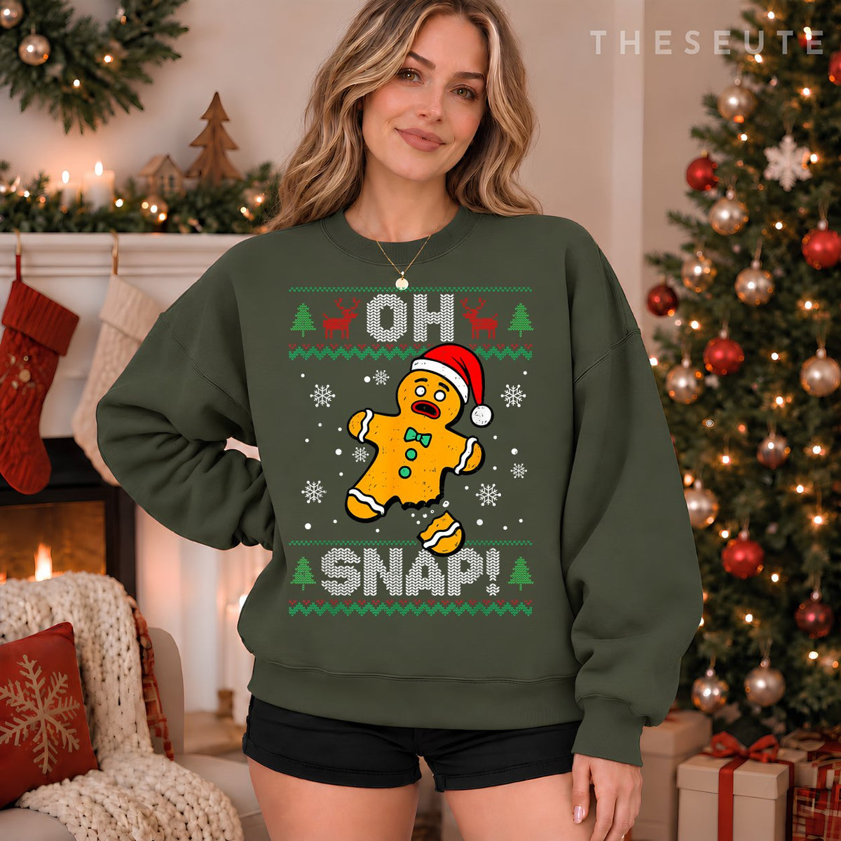 Oh Snap Gingerbread Man Christmas Xmas Cookie Baking Funny Sweatshirt