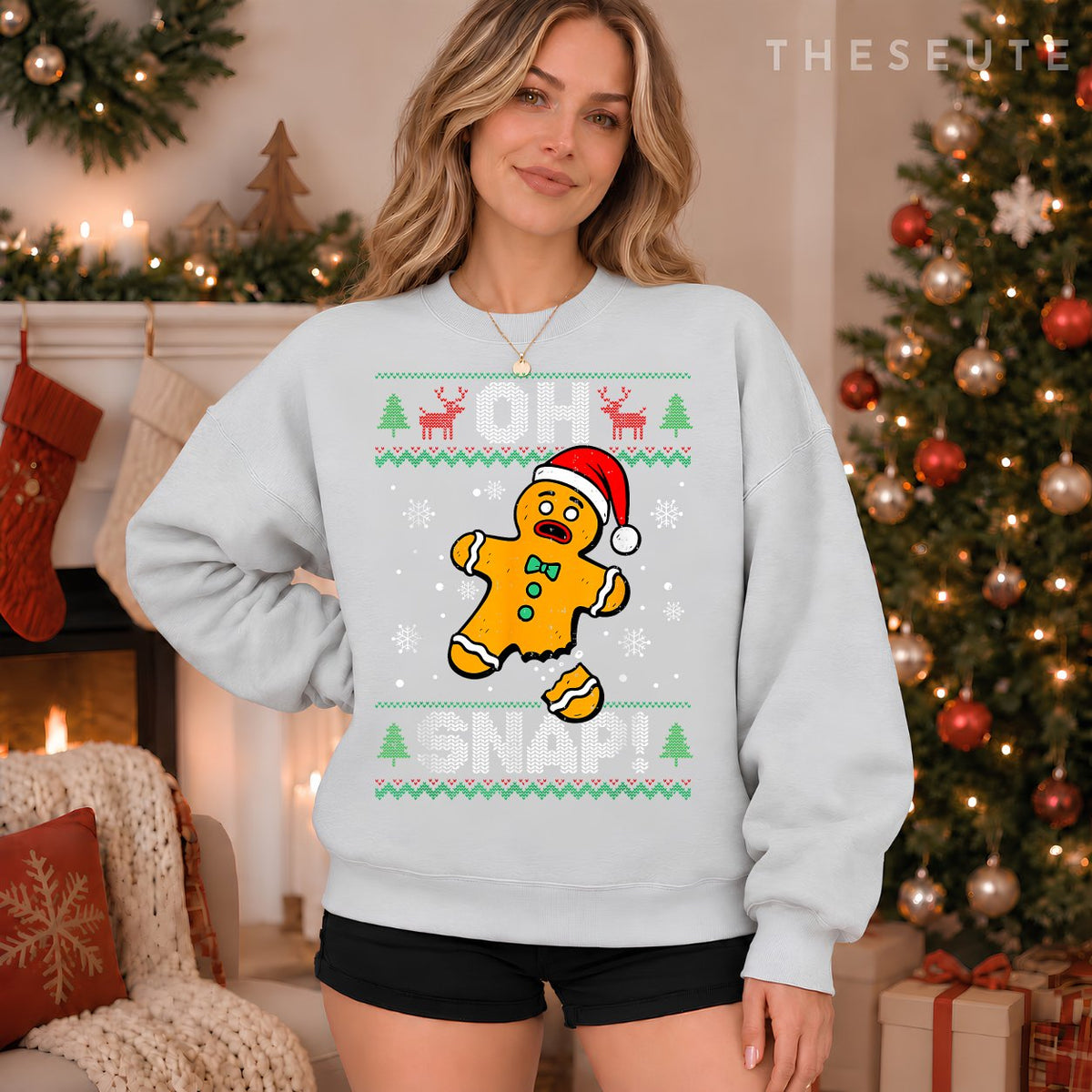 Oh Snap Gingerbread Man Christmas Xmas Cookie Baking Funny Sweatshirt