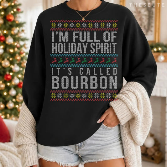 Ugly Christmas Drinking Funny Bourbon Holiday Party Gift Sweatshirt