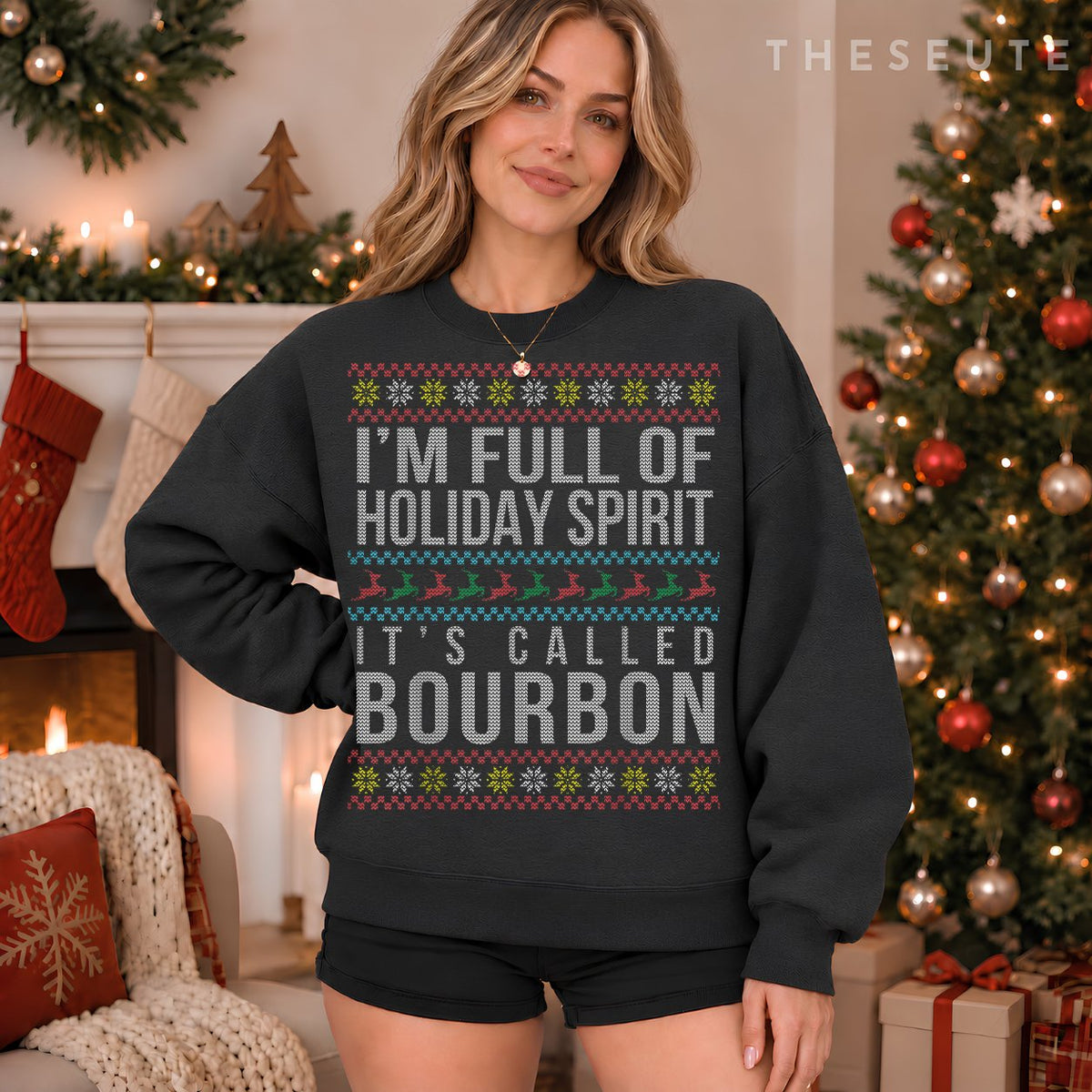 Ugly Christmas Drinking Funny Bourbon Holiday Party Gift Sweatshirt