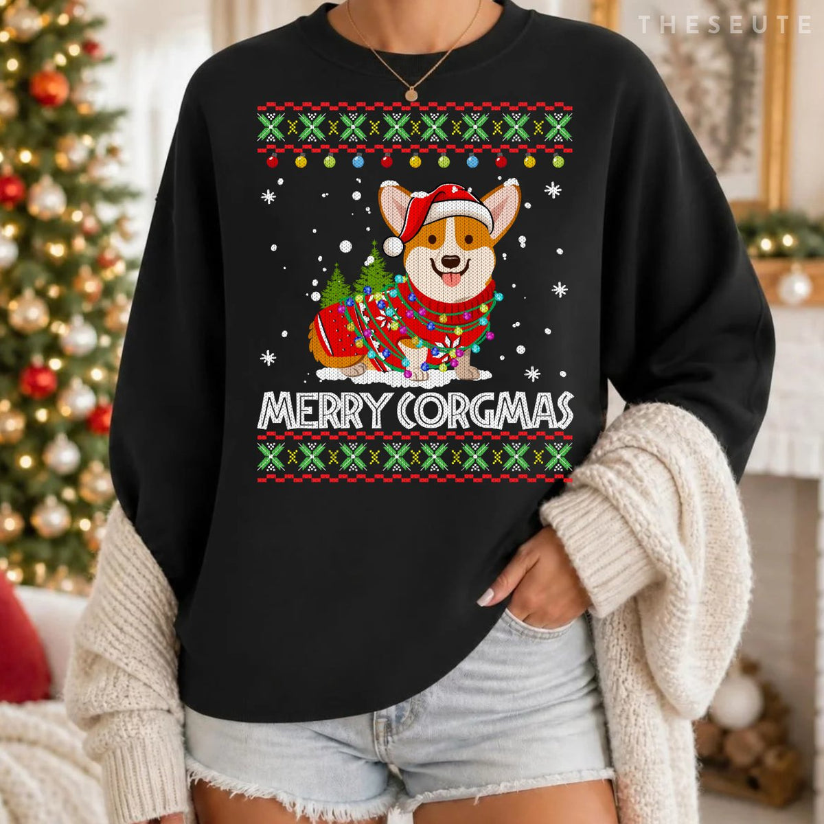 Corgi Dog Merry Corgmas Santa Corgi Ugly Christmas Sweatshirt