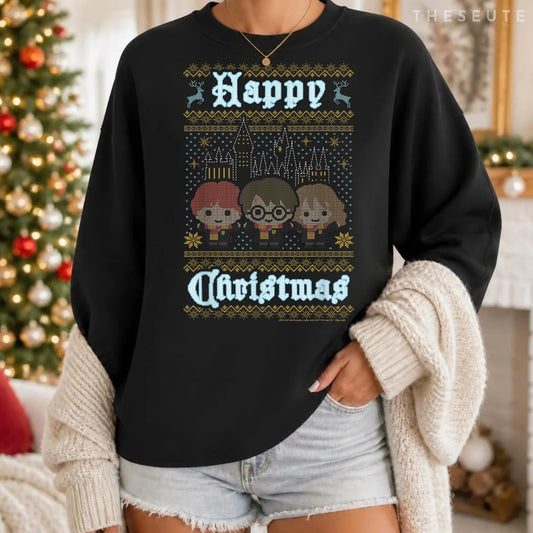 Harry Potter Happy Christmas Chibi Ugly Sweatshirt