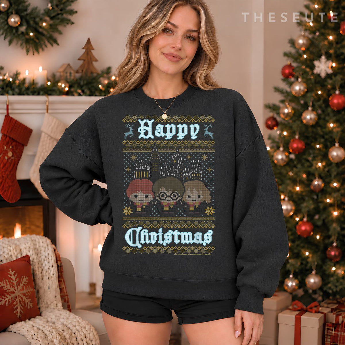 Harry Potter Happy Christmas Chibi Ugly Sweatshirt