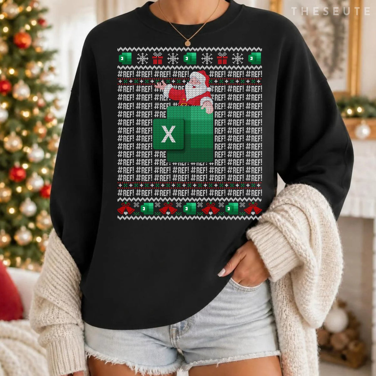 Excel REF Error Spreadsheet Ugly Christmas Sweatshirt