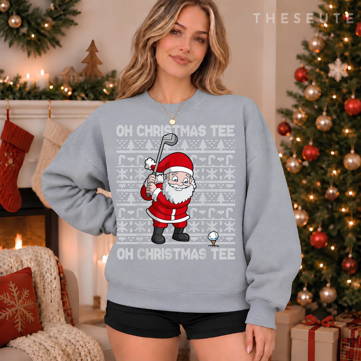 Golf Oh Christmas Sweatshirt Santa Claus Golfer Ugly Christmas Gift Sweatshirt
