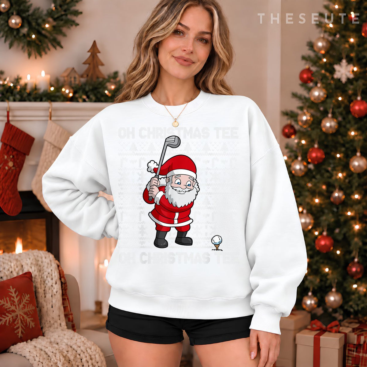 Golf Oh Christmas Sweatshirt Santa Claus Golfer Ugly Christmas Gift Sweatshirt