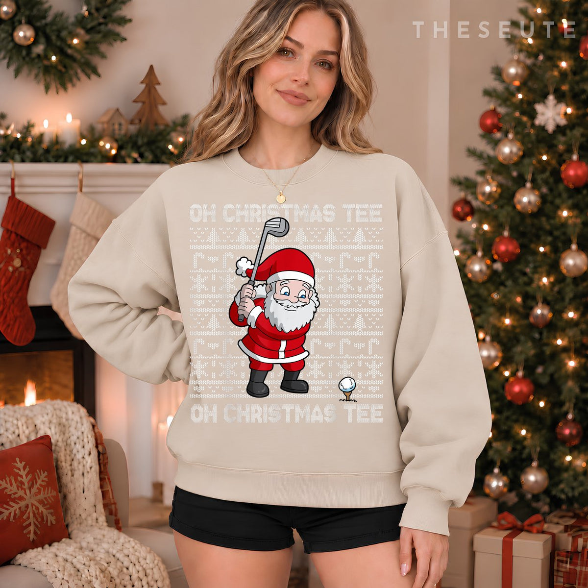 Golf Oh Christmas Sweatshirt Santa Claus Golfer Ugly Christmas Gift Sweatshirt