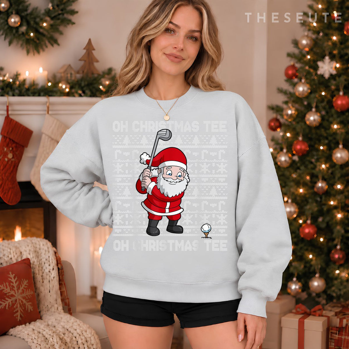 Golf Oh Christmas Sweatshirt Santa Claus Golfer Ugly Christmas Gift Sweatshirt