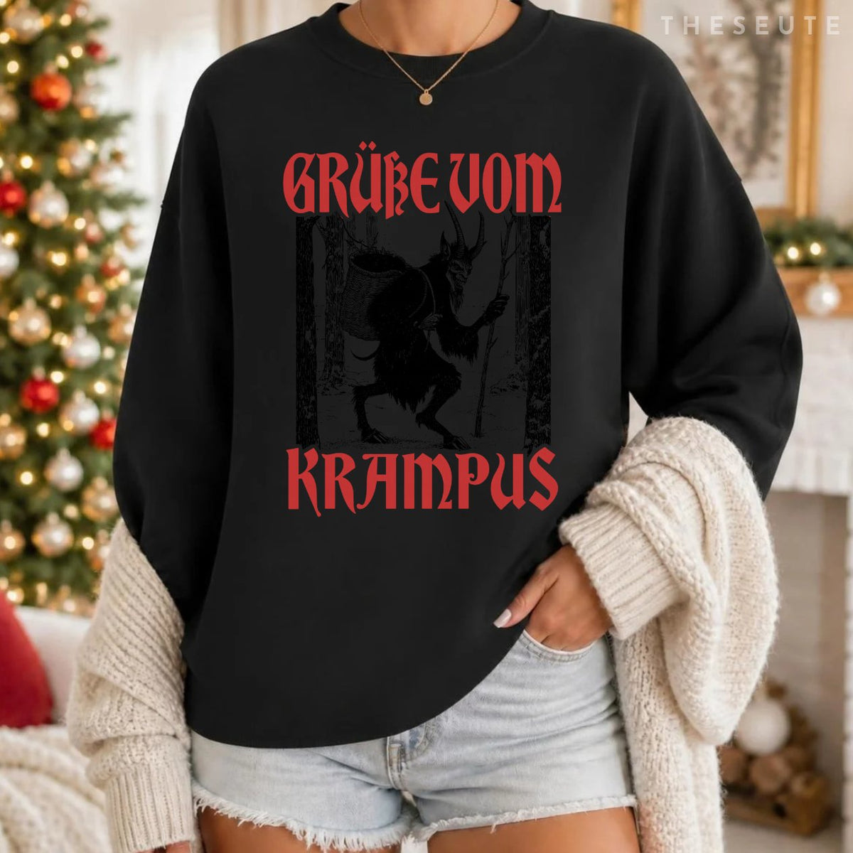 Kramperl Christmas Demon Ugly Christmas Grüsse Vom Krampus Sweatshirt