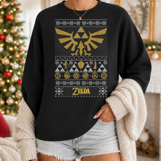 Legend of Zelda Triforce Ugly Christmas Graphic Sweatshirt