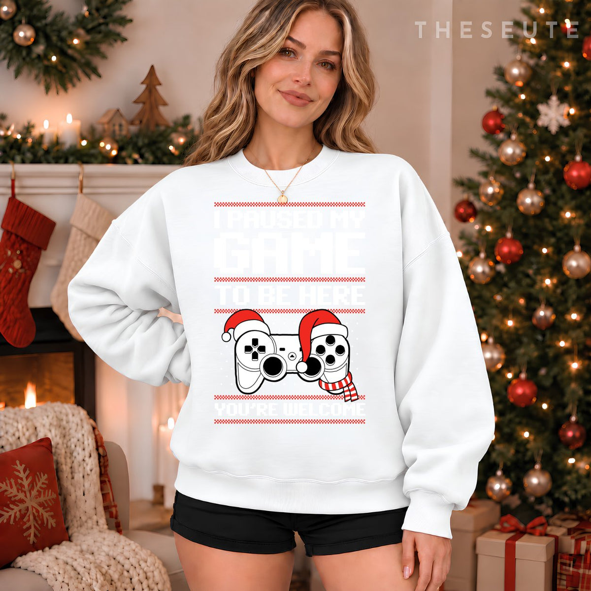 Paused my Game To Be Here Sweatshirt Ugly Christmas Video Gamer Sweatshirt