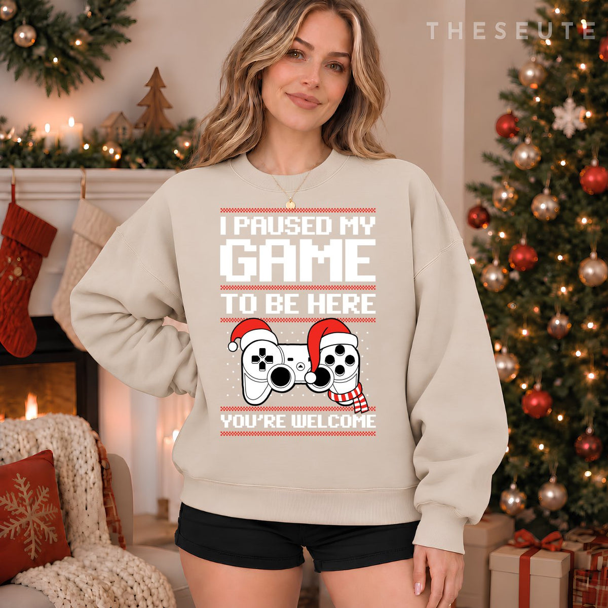 Paused my Game To Be Here Sweatshirt Ugly Christmas Video Gamer Sweatshirt