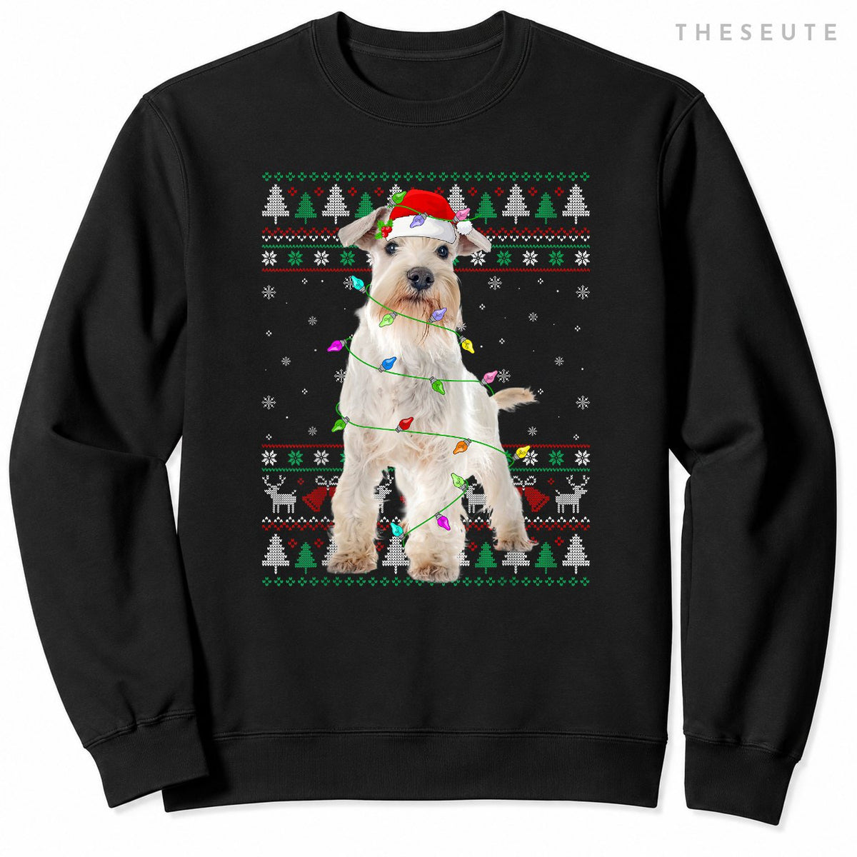 Miniature White Schnauzer Dog Christmas Ugly Sweatshirt Xmas Sweatshirt