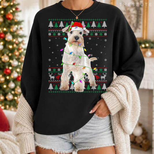 Miniature White Schnauzer Dog Christmas Ugly Sweatshirt Xmas Sweatshirt