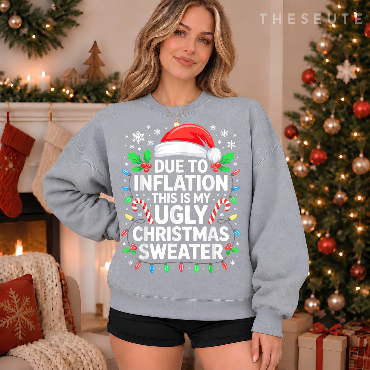 Due to Inflation Ugly Christmas Sweatshirt Men Women Xmas Sweatshirt