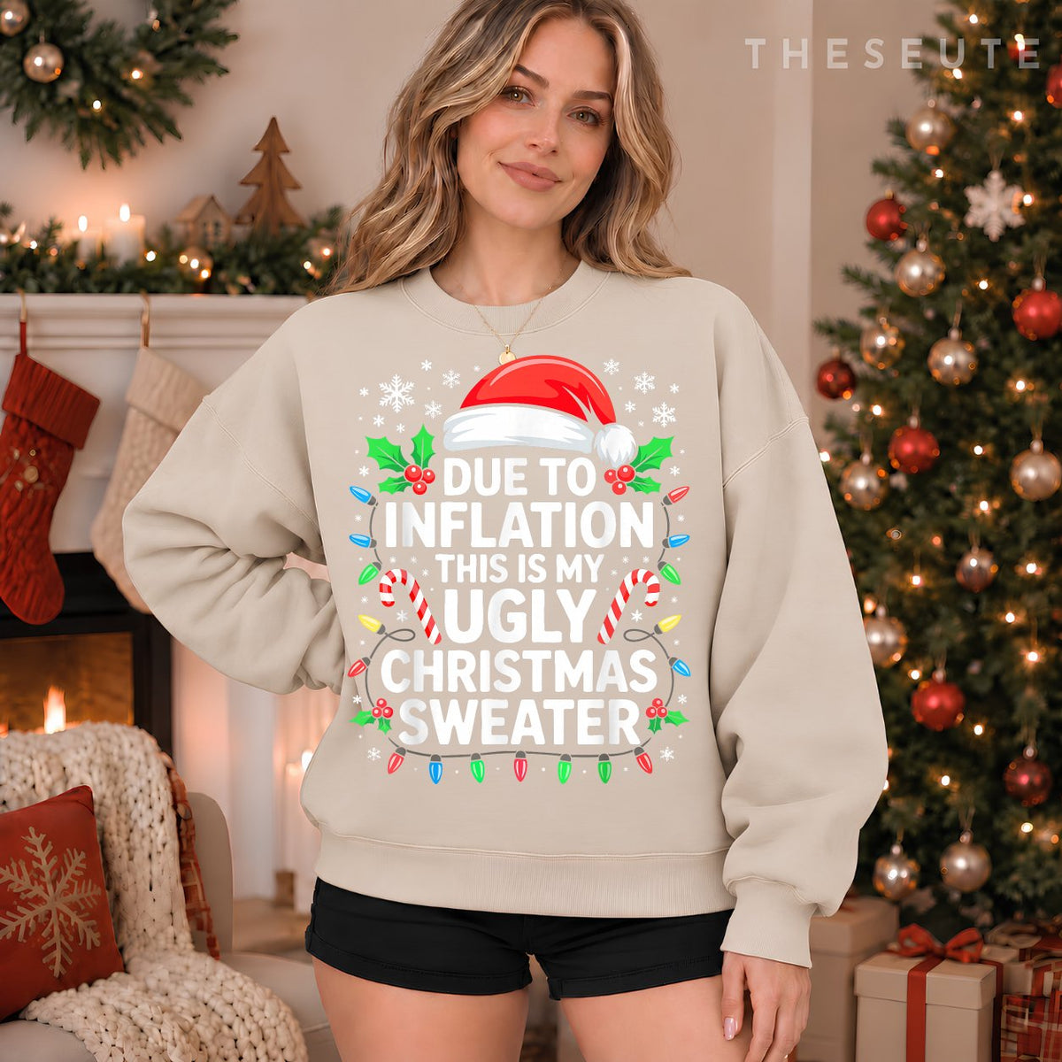 Due to Inflation Ugly Christmas Sweatshirt Men Women Xmas Sweatshirt
