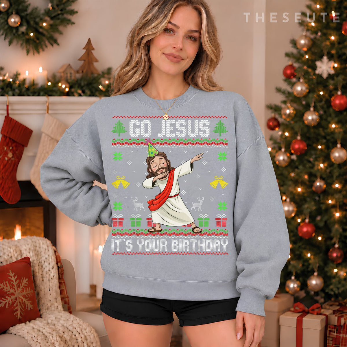 Go Jesus It's Your Birthday Ugly Christmas Sweatshirt Christian Sweatshirt