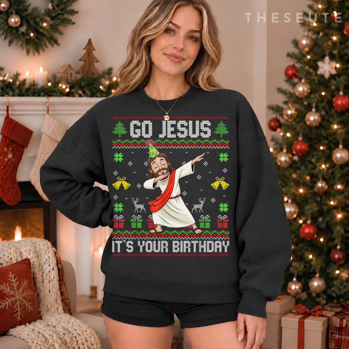 Go Jesus It's Your Birthday Ugly Christmas Sweatshirt Christian Sweatshirt