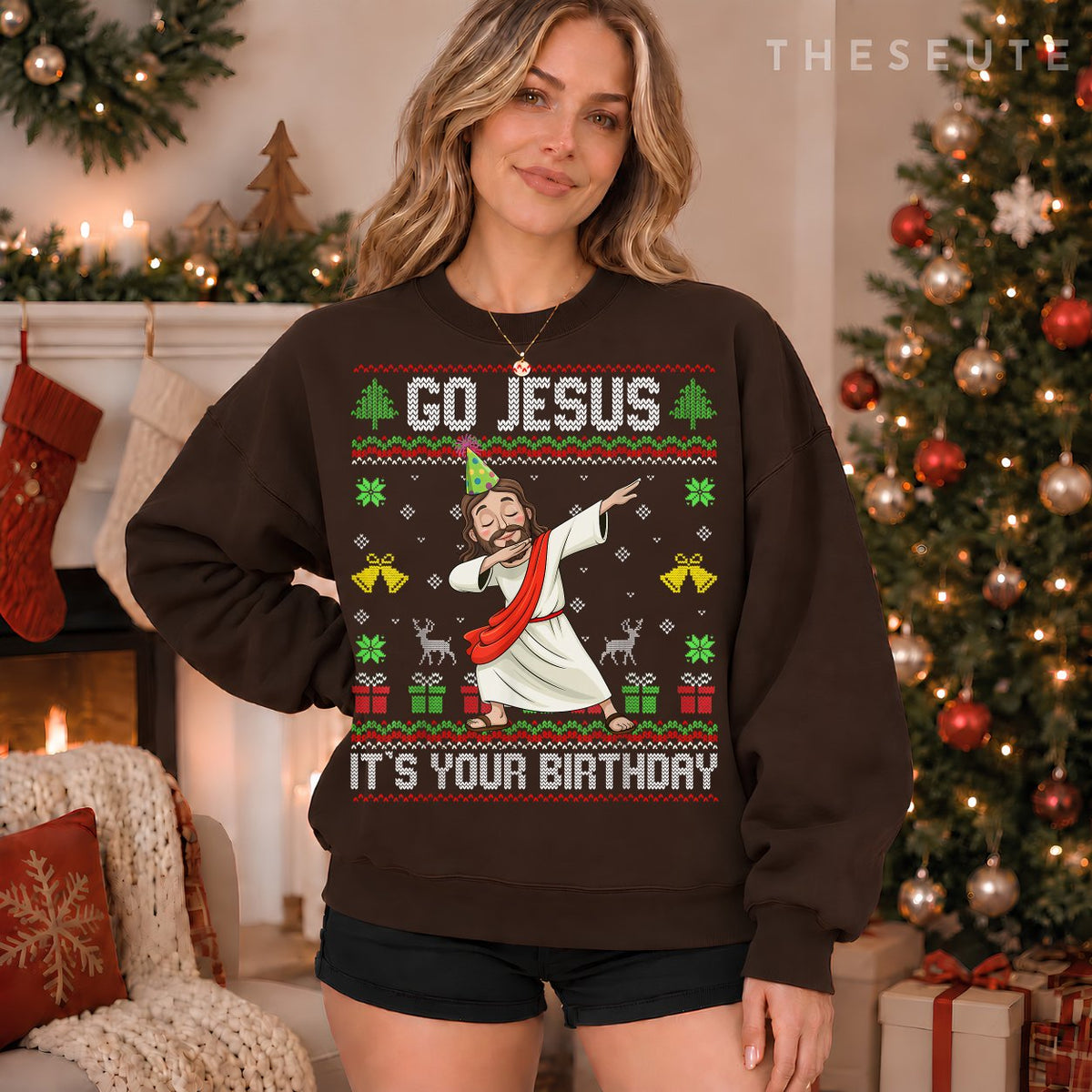 Go Jesus It's Your Birthday Ugly Christmas Sweatshirt Christian Sweatshirt