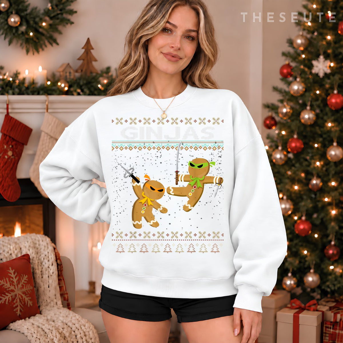 Ginjas Gingerbread Ninjas Funny Ugly Christmas Sweatshirt