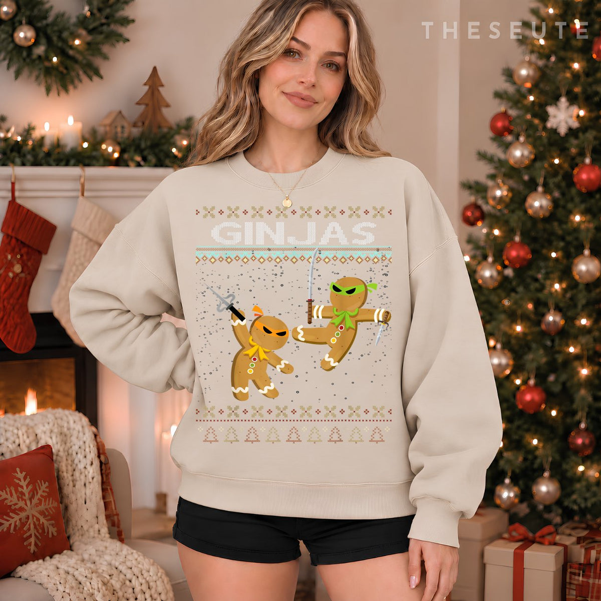 Ginjas Gingerbread Ninjas Funny Ugly Christmas Sweatshirt