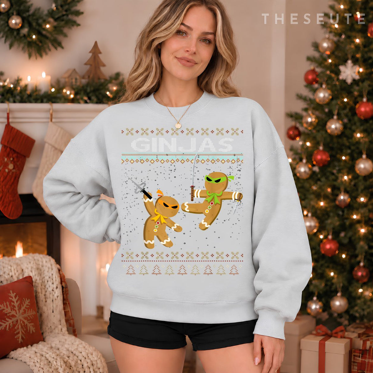 Ginjas Gingerbread Ninjas Funny Ugly Christmas Sweatshirt