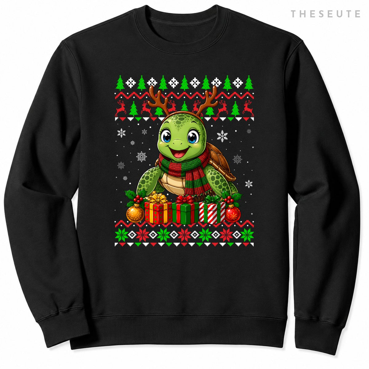 Sea Turtle Christmas Ugly Sweatshirt Festive Sea Animal Xmas Sweatshirt
