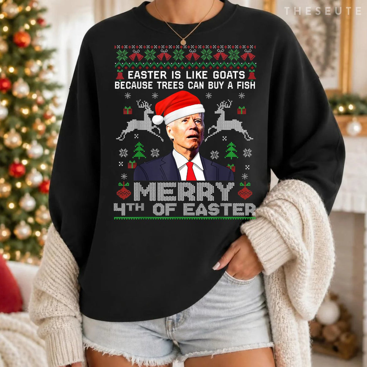 Merry 4th Of Easter Funny Biden Ugly Christmas Sweatshirt Men Sweatshirt