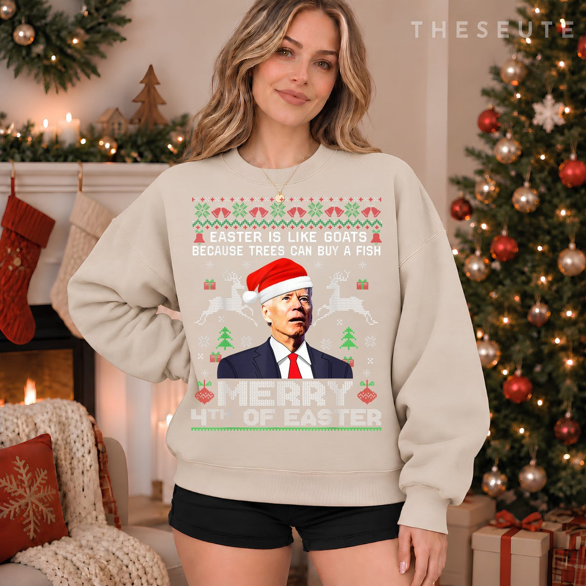 Merry 4th Of Easter Funny Biden Ugly Christmas Sweatshirt Men Sweatshirt