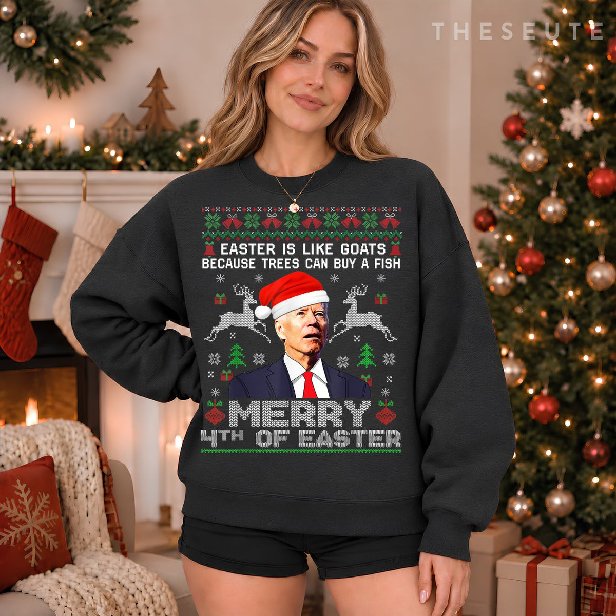 Merry 4th Of Easter Funny Biden Ugly Christmas Sweatshirt Men Sweatshirt