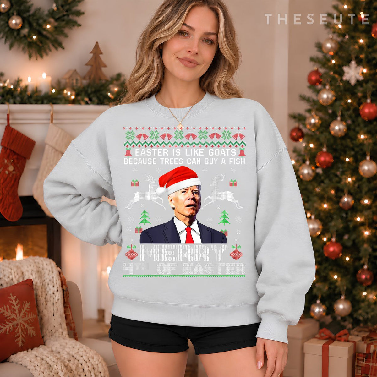 Merry 4th Of Easter Funny Biden Ugly Christmas Sweatshirt Men Sweatshirt
