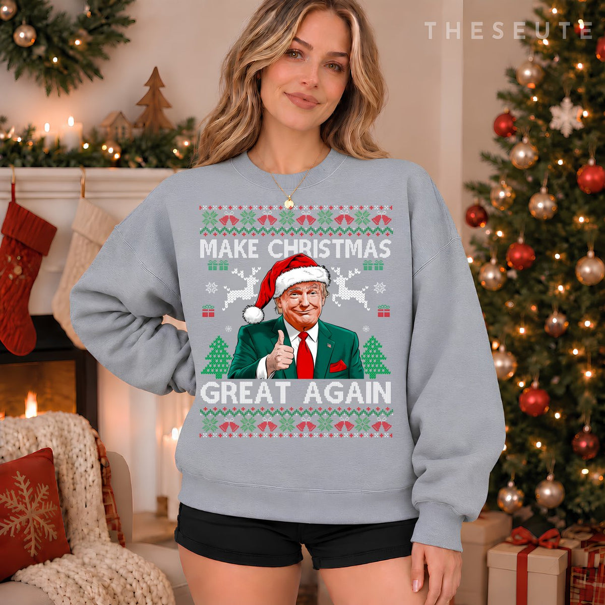 Funny Trump Make Christmas Great Again Ugly Sweatshirt Xmas Sweatshirt