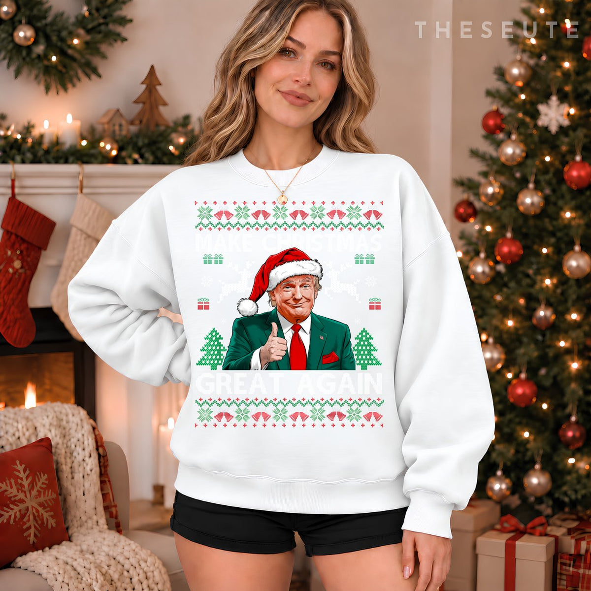 Funny Trump Make Christmas Great Again Ugly Sweatshirt Xmas Sweatshirt