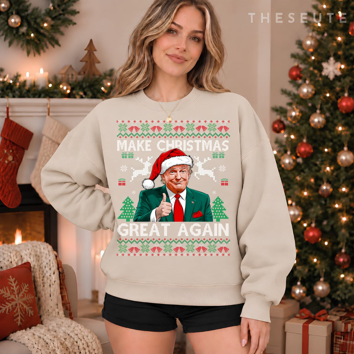 Funny Trump Make Christmas Great Again Ugly Sweatshirt Xmas Sweatshirt