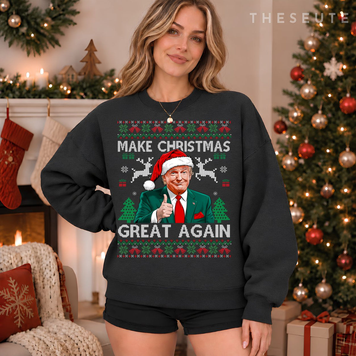 Funny Trump Make Christmas Great Again Ugly Sweatshirt Xmas Sweatshirt
