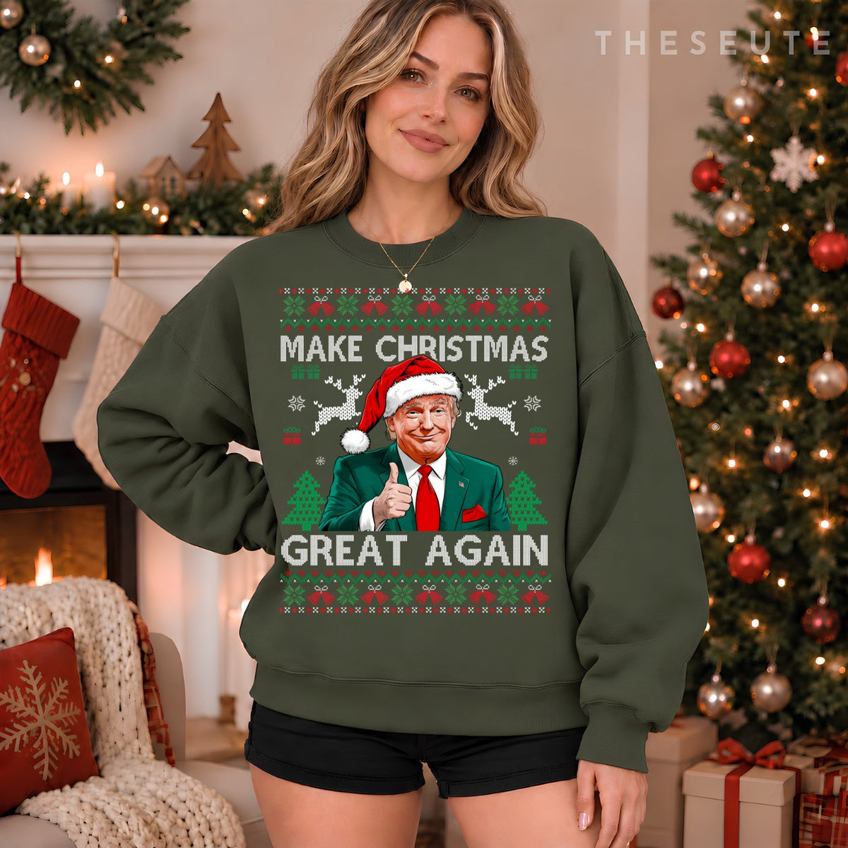 Funny Trump Make Christmas Great Again Ugly Sweatshirt Xmas Sweatshirt