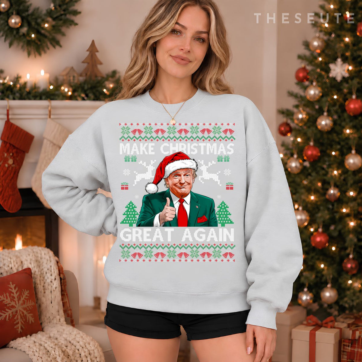 Funny Trump Make Christmas Great Again Ugly Sweatshirt Xmas Sweatshirt