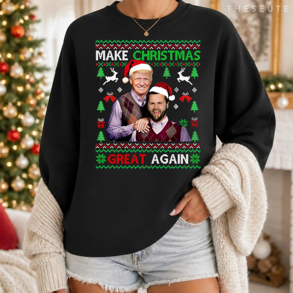 Trump Vance Brothers Ugly Funny Make Christmas Great Again Sweatshirt