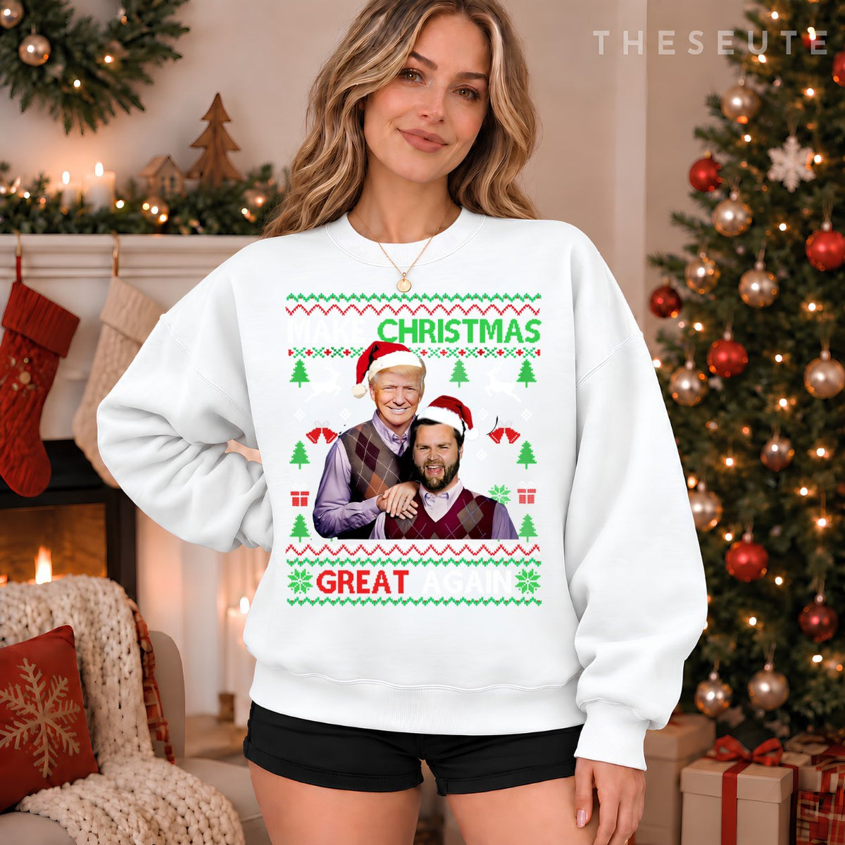 Trump Vance Brothers Ugly Funny Make Christmas Great Again Sweatshirt