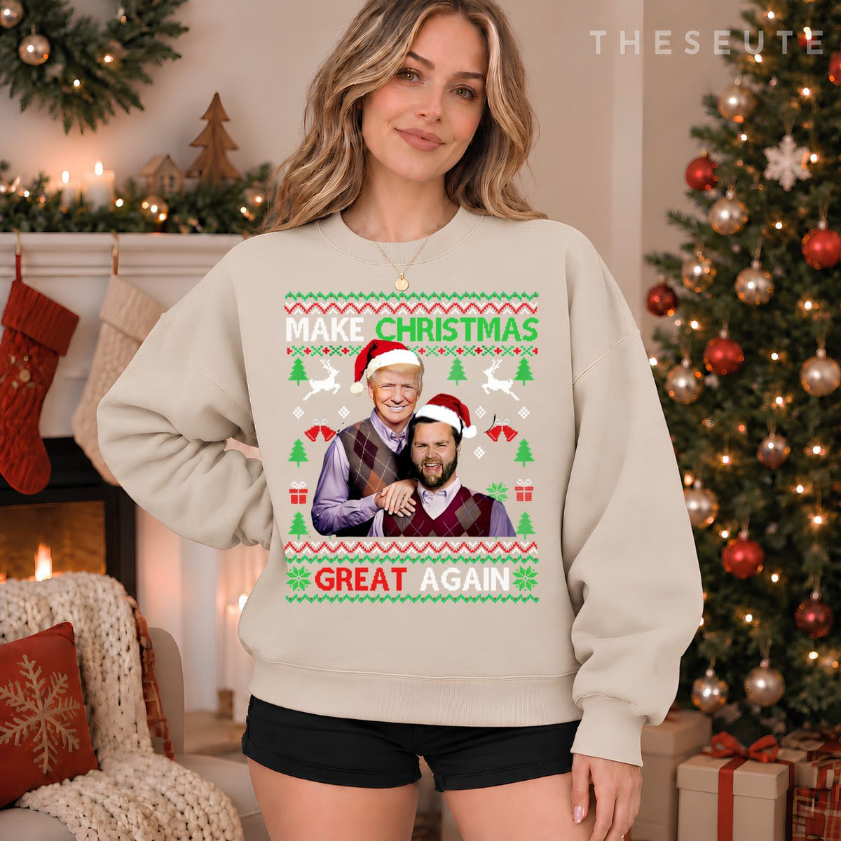 Trump Vance Brothers Ugly Funny Make Christmas Great Again Sweatshirt