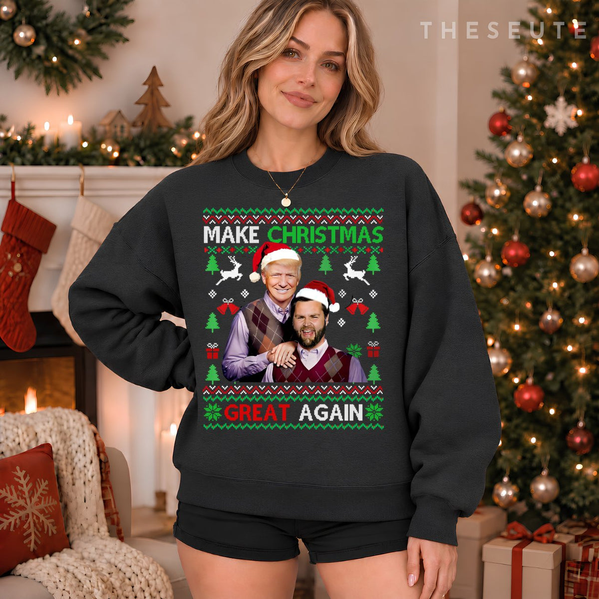 Trump Vance Brothers Ugly Funny Make Christmas Great Again Sweatshirt