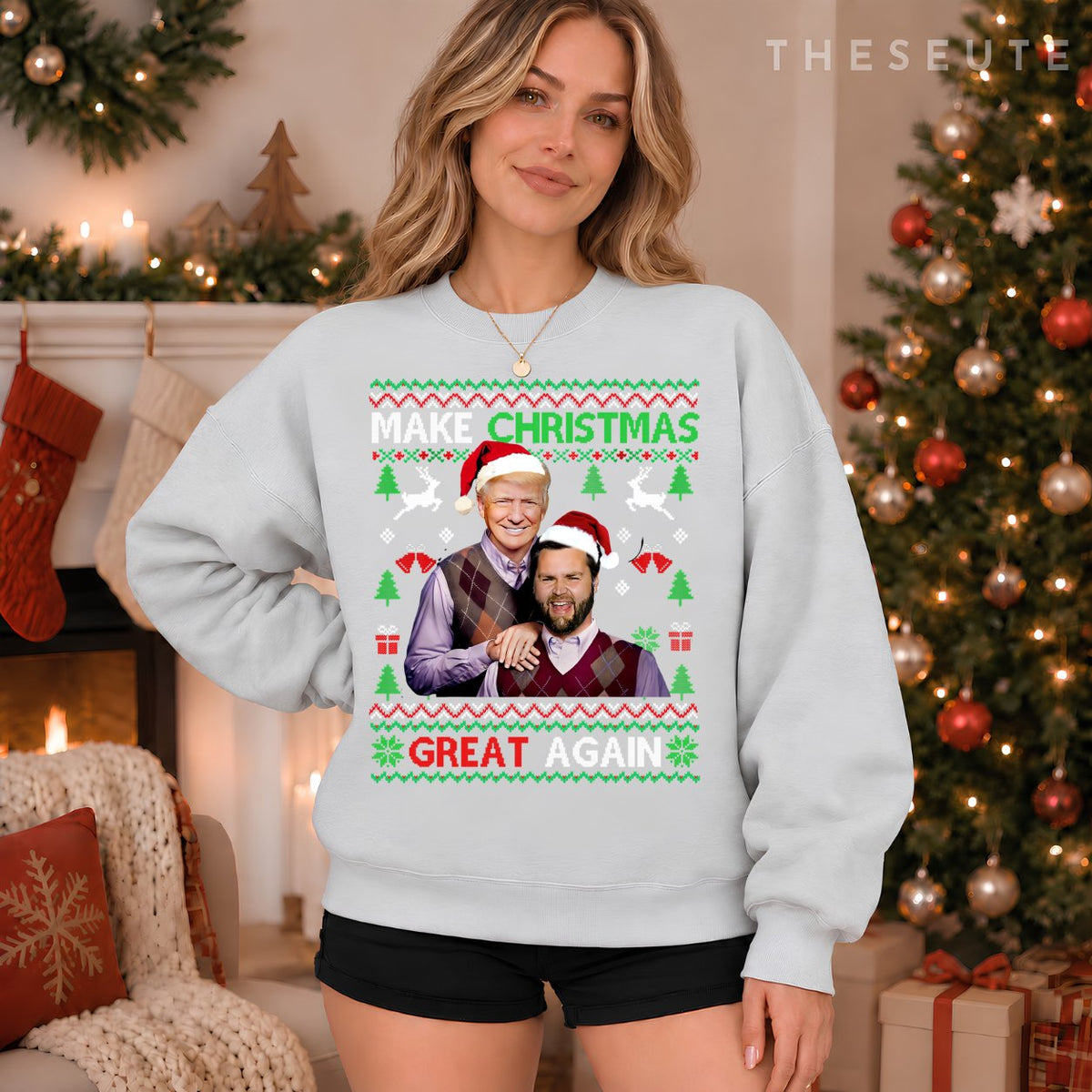 Trump Vance Brothers Ugly Funny Make Christmas Great Again Sweatshirt