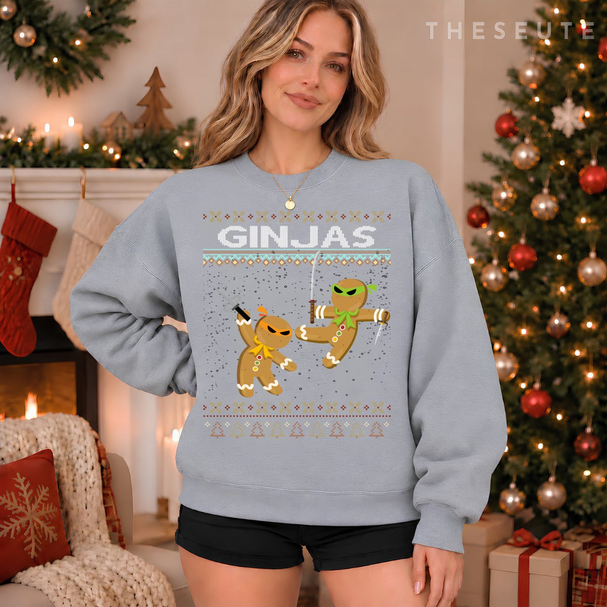 Ginjas Gingerbread Ninjas Funny Ugly Christmas Sweatshirt