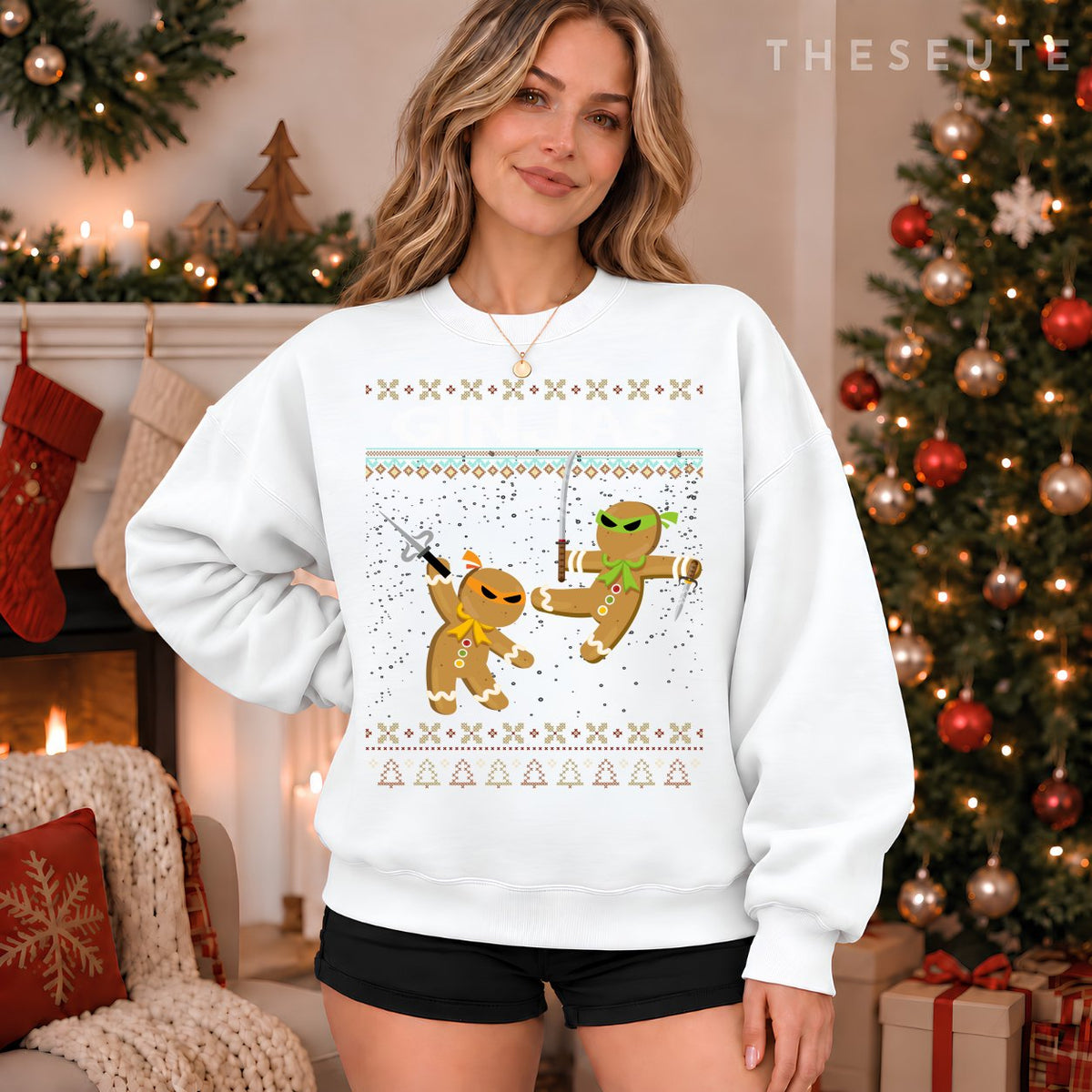 Ginjas Gingerbread Ninjas Funny Ugly Christmas Sweatshirt