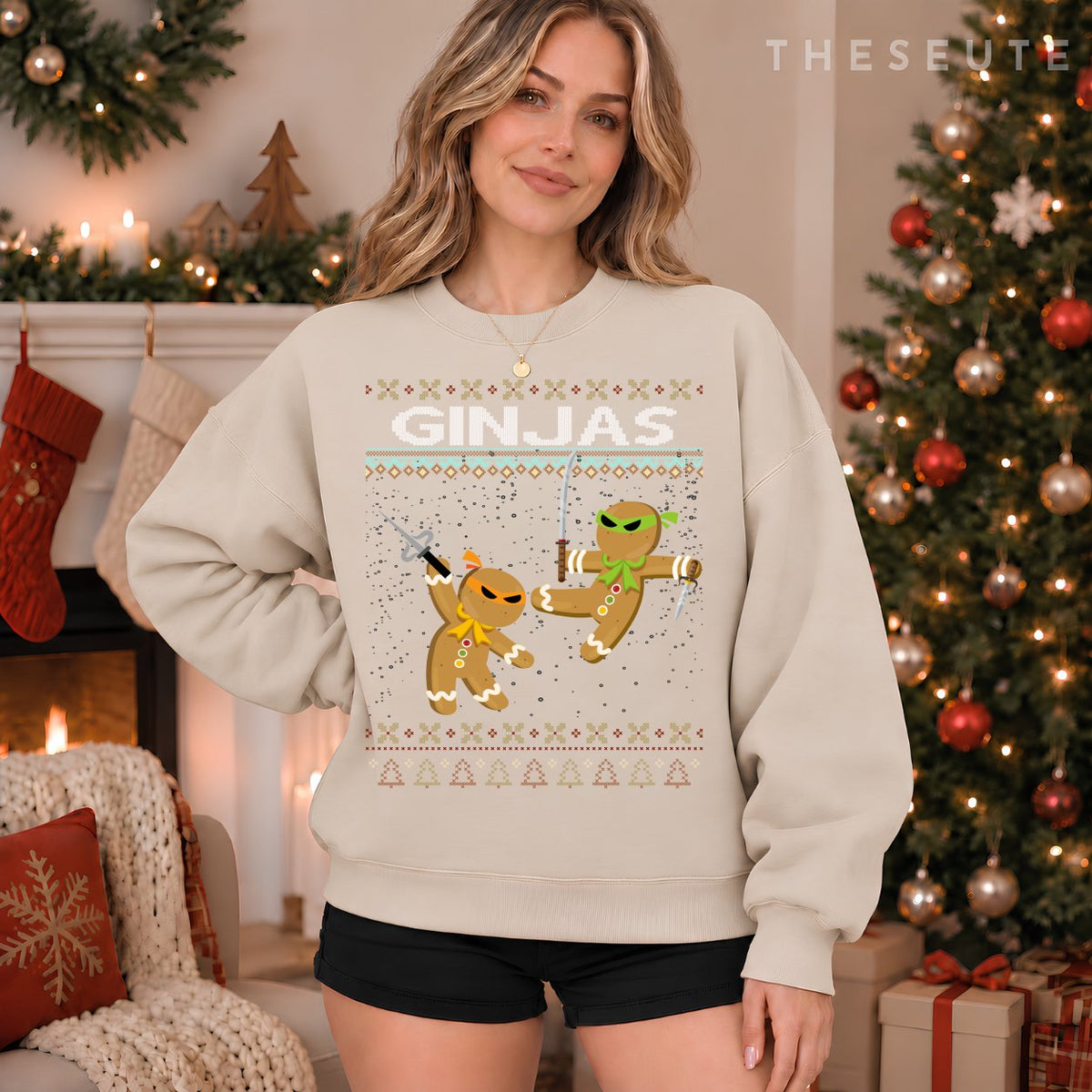 Ginjas Gingerbread Ninjas Funny Ugly Christmas Sweatshirt