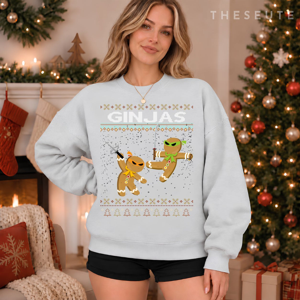 Ginjas Gingerbread Ninjas Funny Ugly Christmas Sweatshirt