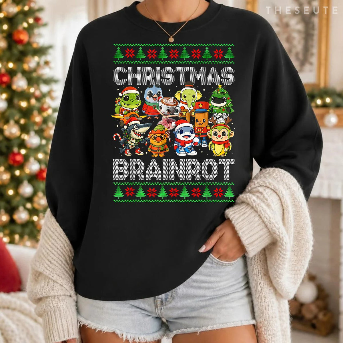 Funny Christmas Italian Brain Rot Italian Brainrot Boy Kids Sweatshirt